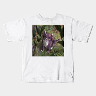 Purple cat painting Kids T-Shirt